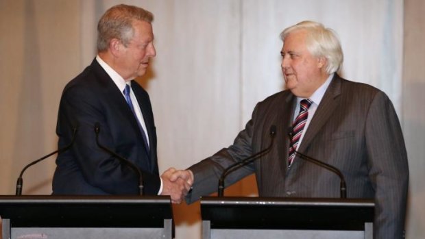 Gore and Palmer in Canberra last month.