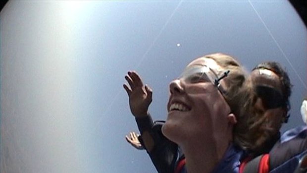 Adventure-loving Emma pictured skydiving.