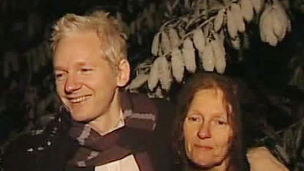 Julian Assange and his mother.