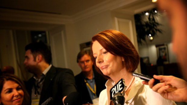 Julia Gillard reacts to Tony Abbott's 'jetlag' excuse for refusing a trip to Afghanistan.