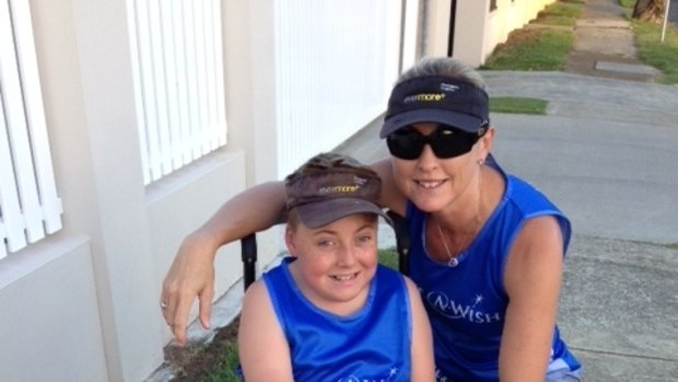Harrison Wheatley and his aunty Tracy Allom are in training for the Brisbane Times City2South, where they will be raising money for the Make a Wish Foundation.