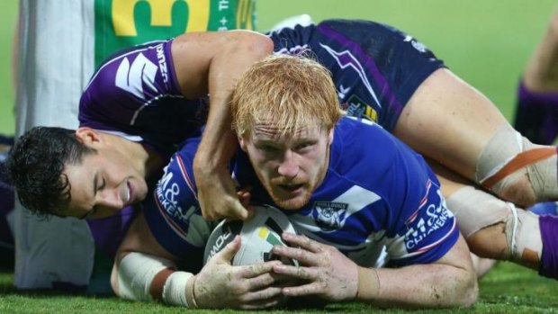 Head knocks: James Graham returned from an earlier knock to score a try for Canterbury in Perth on Saturday night.