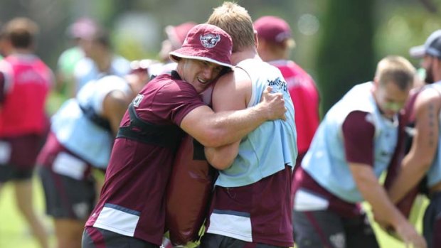 Feeling the love &#8230; Daly Cherry-Evans trains with the Manly squad yesterday.
