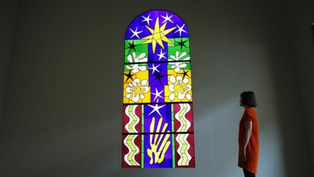 The stained glass 'Christmas Eve' (Nuit de Noel), designed by Henri Matisse, in collaboration with Paul Bony, at London's Tate Modern.