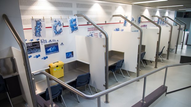 Stage 2 is the injecting room at the Medically Supervised Injecting Centre (MSIC) in Kings Cross where there are waste bins for used equipment and a resuscitation room, which is used to treat people who are experiencing drug overdoses and other health emergencies. 