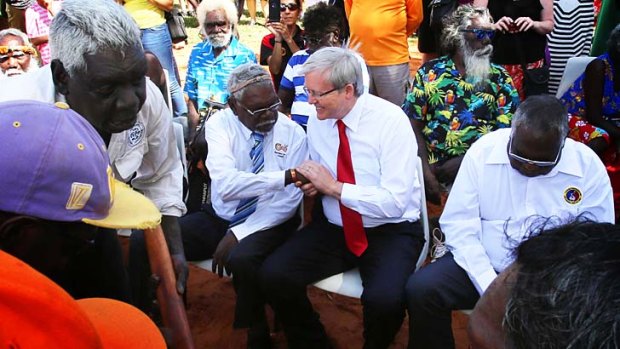 Prime Minister Kevin Rudd with Yirrkala indigenous leaders.