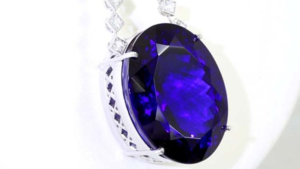A Tanzanite brooch that went for $95,000.