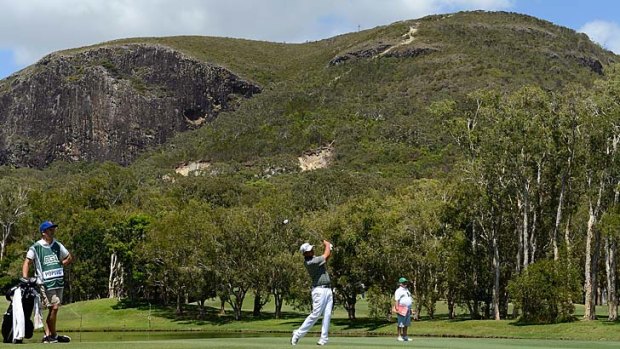 Leading the way: Daniel Popovic on the 13th hole at Coolum.