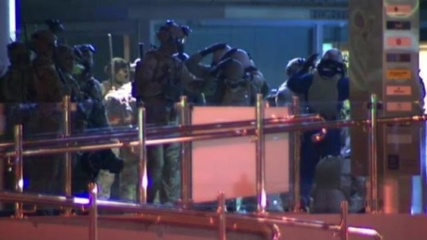 Soldiers fine tune their G20 preparations in Brisbane's CBD on Sunday night. 