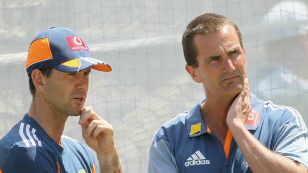 On the way out? ... chairman of selectors Andrew Hilditch chats with Ricky Ponting last year.