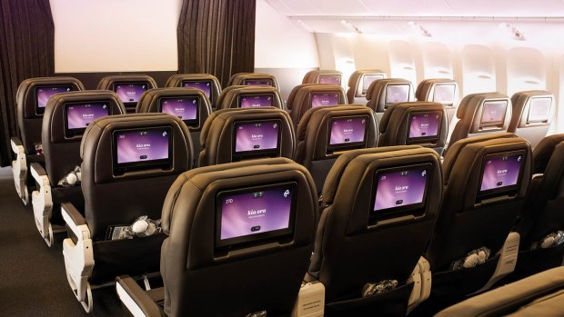 Economy class on board the Air New Zealand Dreamliner.