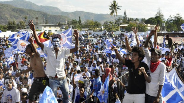 Supporters of East Timor's Partido Demorcatico rallying in Dili.