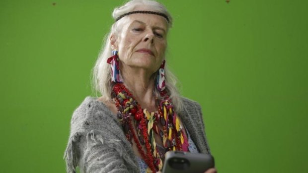 Role play: Penelope Seidler as a hippie in the AES+F project <i>Inverso Mundus</i>.