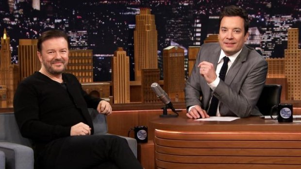 "Absolutely mental": Rickey Gervais loved his sketch with Jimmy Fallon on <i>The Tonight Show</i>.