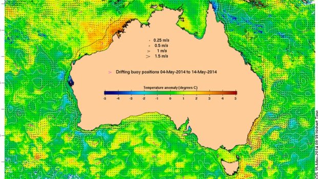 Sea-surface temperatures off the NSW coast are 2-3 degrees above normal.
