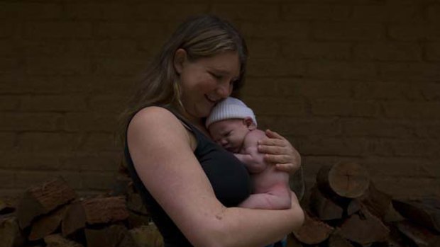 Krista Patterson-Major with her 10 day old baby Banjo. <i>Picture: Simon O Dwyer</i>