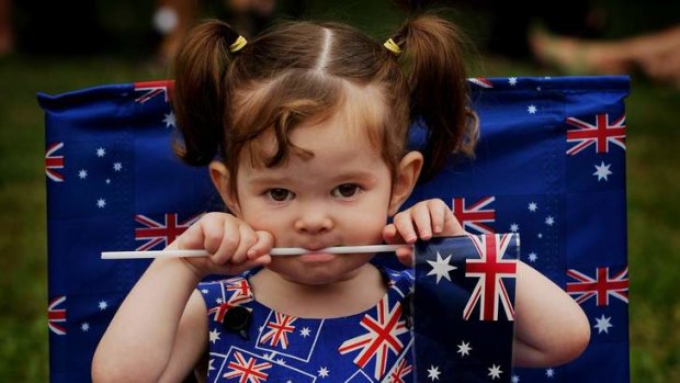 One-year-old Emma Waterson from Jerrabombera during the Australia Day celebrations in Commonwealth Park, Acton  Canberra.