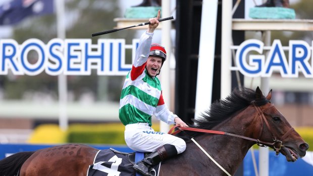 Storming win: James McDonald  rode Real Impact to victory in the  George Ryder Stakes.