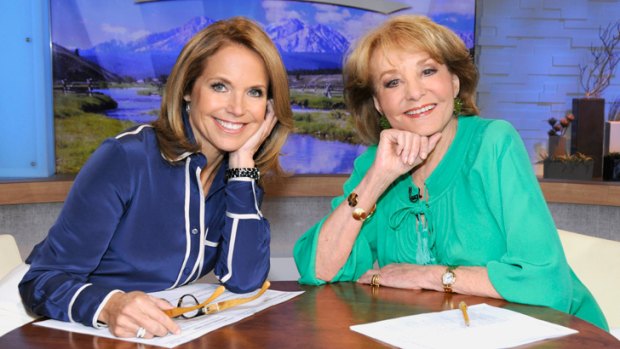Katie Couric and Barbara Walters on <i>Good Morning America</i>. (Photo by Donna Svennevik/ABC via Getty Images)