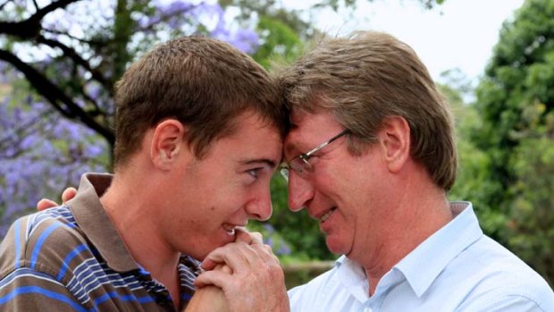 Not alone ... 19-year-old Matthew Irvin, with dad Barry, has developed his confidence and independence during his time at Giant Steps, a special-needs school in Gladesville.