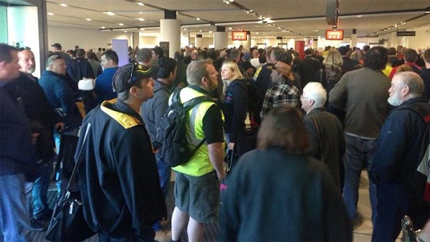 The upstairs area at Perth Airport had to be closed for a period this morning after it reached capacity. Photo: Lee Steele @Lee9Steele