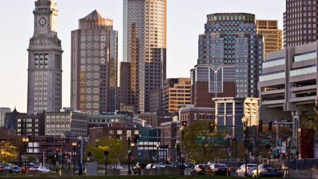 Downtown highrise buildings in Boston, Massachusetts.