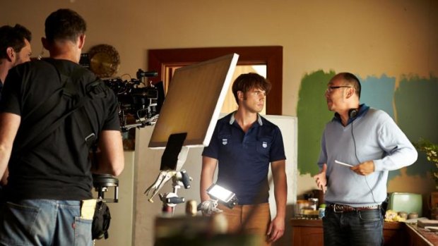 On set: Actor Alex Russell (left) and director Tony Ayres on the set of <i>Cut Snake</i>.