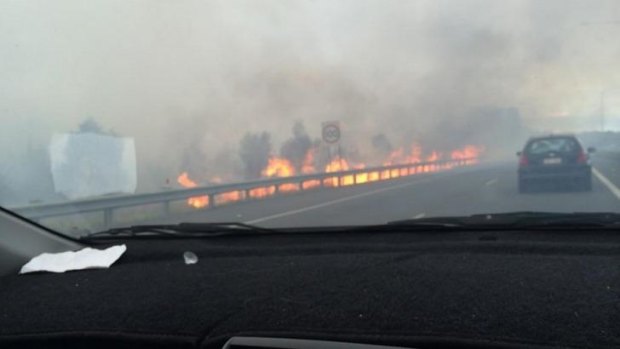 Fire of the Gateway Motorway near Bracken Ridge.