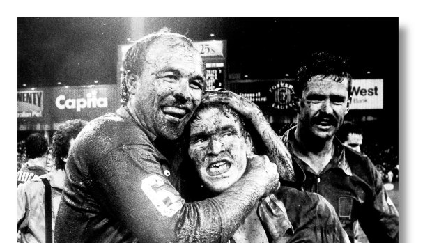Wally Lewis and Alfie Langer after a famous Queensland win. Langer has revealed he was "betting most days" in his sporting career.