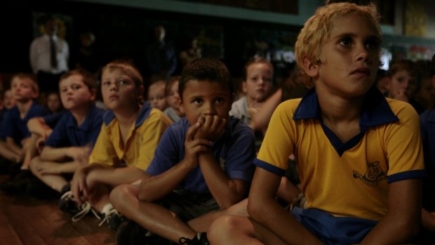 Inverell Students from Ross Hill Public School gather in the assembly hall to watch Kevin Rudd deliver his apology speech