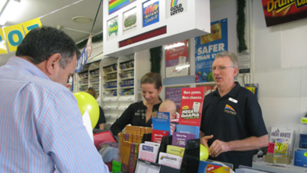 Mal Neilsen, with daughter Alana, has been doing a roaring trade since last night's jackpot win.