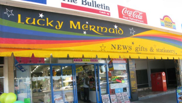 Where it all began... the Lucky Mermaid news agency at Mermaid Beach sold last night's winning jackpot ticket.