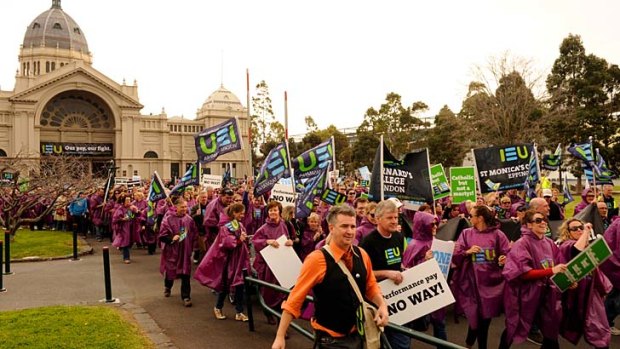 Catholic teachers start their march on Parliament.