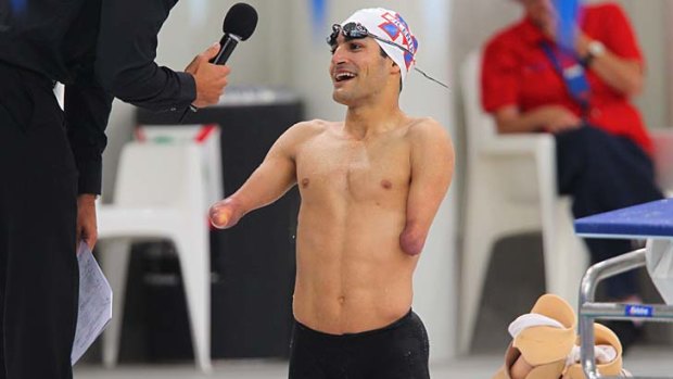 Ahmed Kelly after breaking the men's 100m breaststroke SB3 record.