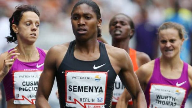 Ahead of the pack. . . Caster Semenya in action.
