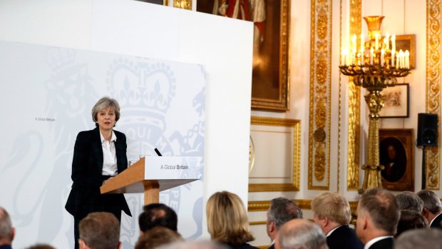 British Prime Minister Theresa May delivers her keynote speech on Brexit.