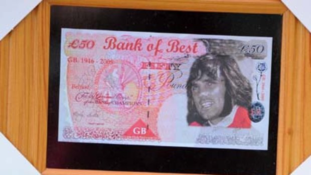 Fake banknotes featuring Wayne Rooney and George Best pictured on sale outside Old Trafford.