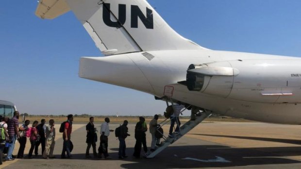 Grave fears: The United Nations evacuates staff from the South Sudanese capital Juba.