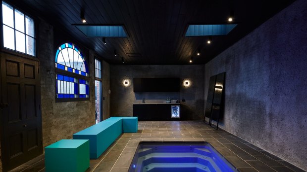 A heated plunge pool in the property's former stables.