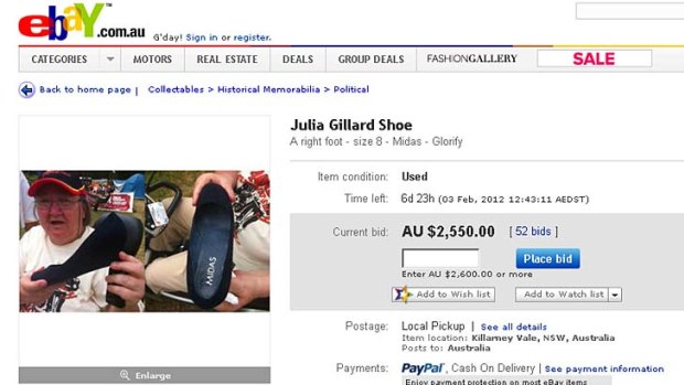 For sale ... 'Julia Gillard's Shoe' is on eBay.