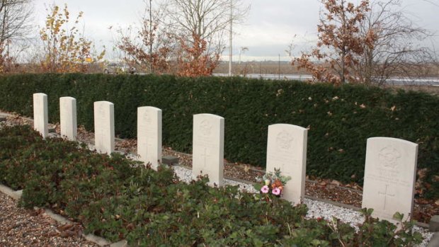 Remembered with respect ... the Lancaster crew's graves in Kolhorn cemetery.
