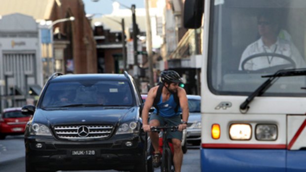 Born to ride ... traffic in King Street, Newtown.