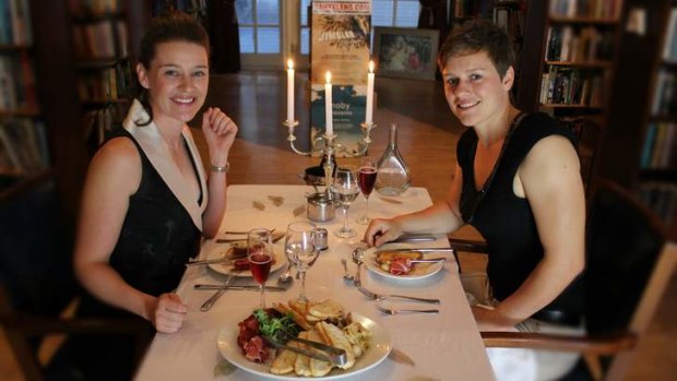 Couple Bree and Pixie Gerber enjoy their anniversary meal.