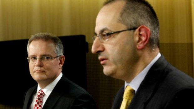 Minister for Immigration and Border Protection Scott Morrison and new Immigration Department boss Michael Pezzullo.