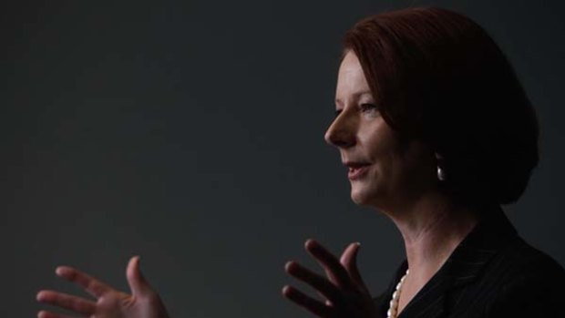 Pragmatic ... Julia Gillard explains her plan to end the hospital funding stand-off yesterday.