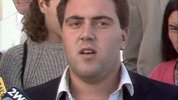 The student Joe Hockey addresses the media in 1987, while protesting against a new university fee.