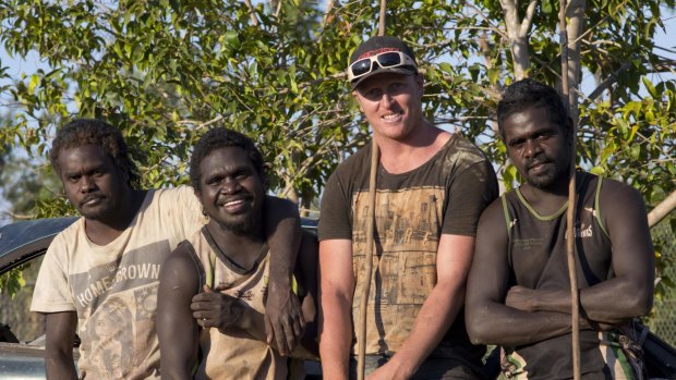 Four young Yolngu men show off their bushcraft in the series <i>Black As</I>.
