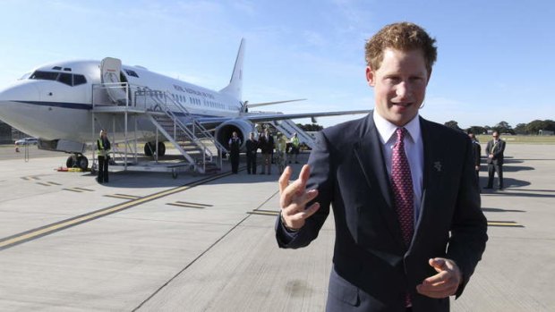 Farewell Sydney: Prince Harry boarded his flight to Perth on Sunday morning.