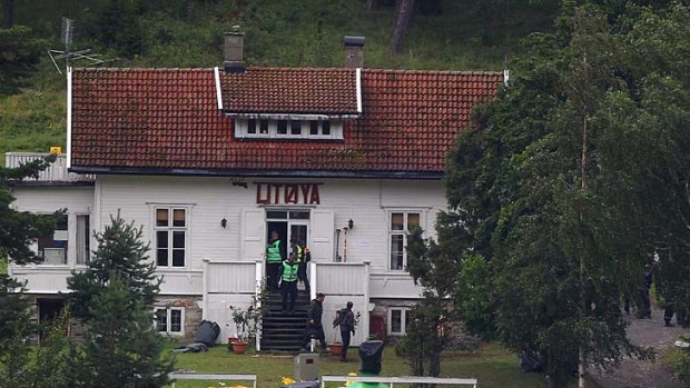 Looking for evidence ... police continue searches on Utoya island following Friday's attack.
