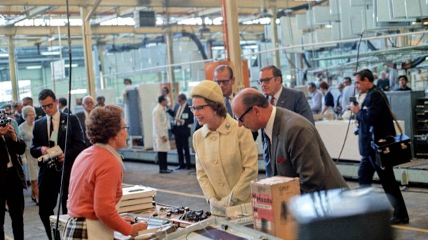 In 1970, the Queen visited the Electrolux Factory in Orange NSW. Photo: Orange & District Historical Society. 